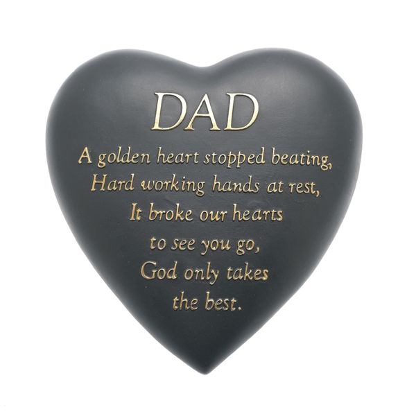 Graveside Grey Heart Plaque - Dad 8cm x 17cm x 16.5cm