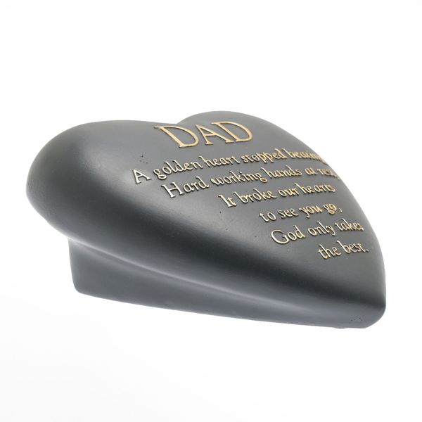 Graveside Grey Heart Plaque - Dad 8cm x 17cm x 16.5cm