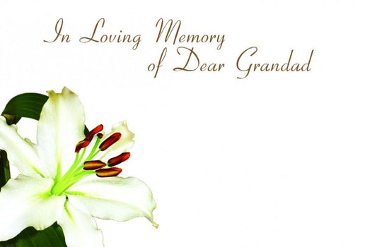 10 x 'In Loving Memory Dear Grandad' Flower Card