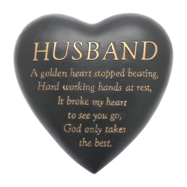 Graveside Grey Heart Plaque - Husband 8cm x 17cm x 16.5cm