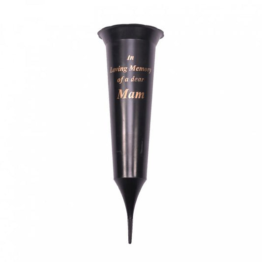'In Loving Memory of a dear Mam' spiked grave vase