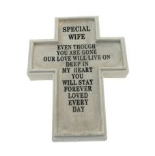 White Special Wife Memorial Cross