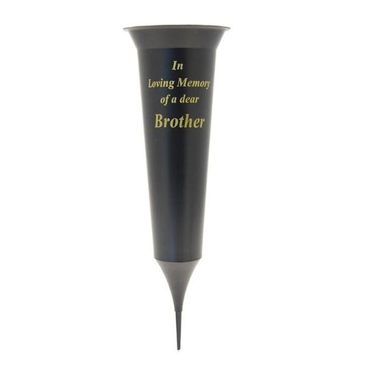 'In Loving Memory of a dear Brother' spiked grave vase