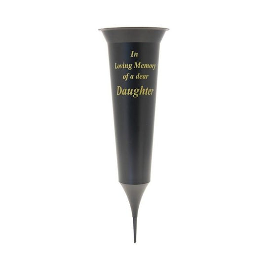 'In Loving Memory of a dear Daughter' spiked grave vase