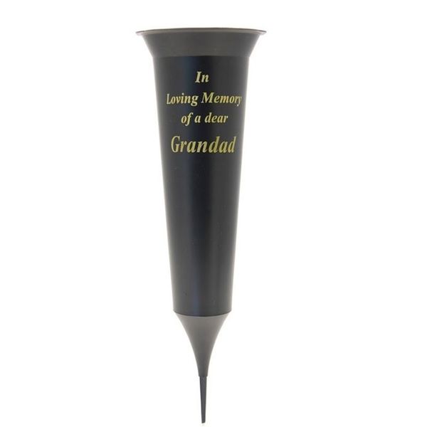 'In Loving Memory of a dear Grandad' spiked grave vase