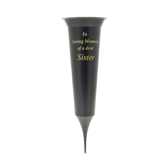 'In Loving Memory of a dear Sister' spiked grave vase