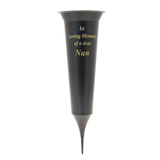 'In Loving Memory of a dear Nan' spiked grave vase