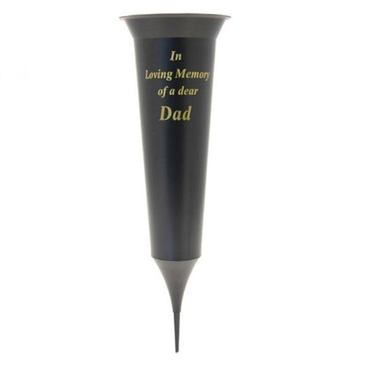 'In Loving Memory of a dear Dad' spiked grave vase