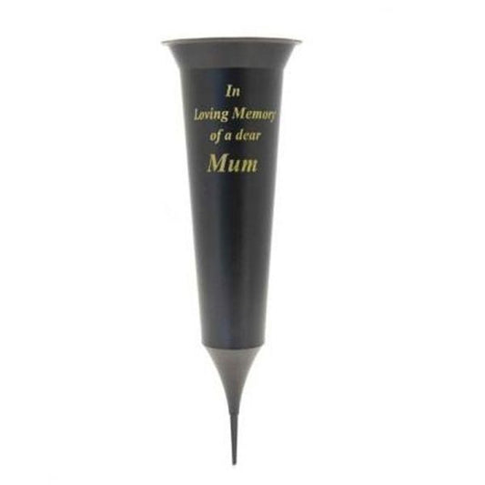 'In Loving Memory of a dear Mum' spiked grave vase